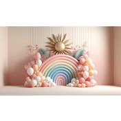 Resim Venspor Pastel Gökkuşağı ve Balonlar Arkaplan - Modern Parti Dekorasyonu için 200x150cm Duvar Örtüsü Fon 
