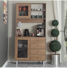 Resim Pasific Home Grano Kahve Köşesi Çok Amaçlı Kiler Dolabı, 96 cm, Koyu Meşe 