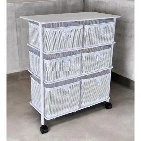 Resim Home 3 Katlı Bölmeli Paslanmaz Metal Sebzelik (Beyaz) 