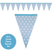 Resim Mavi Üstü Beyaz Puanlı Flama Bayrak Set Süs Tüm Yaşlar 