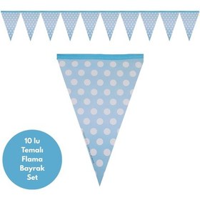 Resim Mavi Üstü Beyaz Puanlı Flama Bayrak Set Süs Tüm Yaşlar 