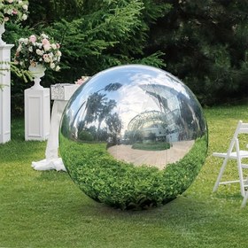 Resim Büyük Gümüş Alüminyum Folyo Balon - Şık Küre Tasarımı ile Şeffaf Kubbeler ve Altın Detaylar, Düğünler, Yıldönümler, Doğum Günleri ve Tatil Partileri için Mükemmel, Etkinlik Dekorasyonu | Küre Şekilli Balon | Parlak Yüzey 