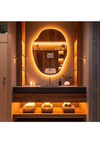 Resim Doravia Amber Led'li Lavabo & Banyo Aynası Dokunmatik Sensörlü 100 X 75 Cm Turuncu 