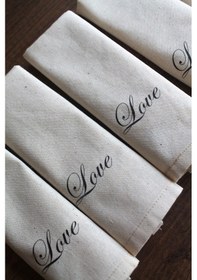 Resim 12 Adet Love Naturel Keten Servis Sunum Peçetesi 