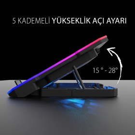 Resim Inca INC-618GMS 6 Fanlı Rgb Laptop Soğutucu Stand 9-17” | 2400 Rpm 10 LED Mod 5 Kademe Yükseklik Ayarlı 