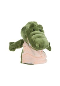 Resim Timsah El Kuklası Çalışan Ağızlı Çocuk Peluş El Kuklaları Koyu Yeşil 