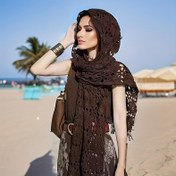 Resim Çeşitli Renklerde Avrupa Tarzı Çok Yönlü Vintage Püskül Tek Renk Dantel Nakışlı Örgü Şal Eşarp, Festival Moda Süslemesi İçin 