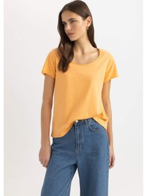 Resim DeFacto Regular Fit Yuvarlak Yaka Basic Düz Kısa Kollu Tişört K1508AZ24SMOG81 