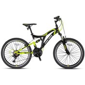 Resim Geroni Hunter 26 Jant Çift Amartisörlü Çevirmeli Vites Dağ Bisikleti Siyah-neon Sarı-gri 