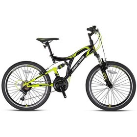 Resim Geroni Hunter 26 Jant Çift Amartisörlü Çevirmeli Vites Dağ Bisikleti Siyah-neon Sarı-gri 