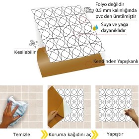 Resim Tink Kendinden Yapışkanlı Çizgi Desenli Pvc Karo 30X30 cm (33 Adet) 3 M2 