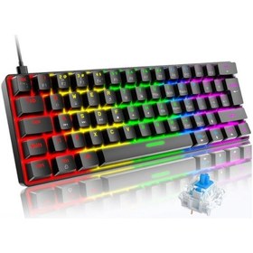 Resim T60 Kırmızı Switch Mekanik Siyah Rgb Klavye Kablolu Gaming Oyuncu Klavyesi T60 Mini Q Klavye Uyumlu 