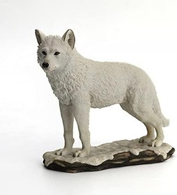 Resim Veronese Design 7 7/8 Uzun Arktik Beyaz Kurt Ayakta Gerçekçi Hayvan Yaban Hayatı Figürü El Yapımı Reçine Heykel Hediye 