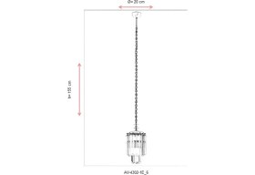 Resim Avonni AV-4302-1E Eskitme Kaplama Klasik Avize E27 Metal Kristal H: 155 cm, Ø: 20 cm 