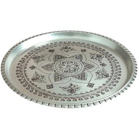 Resim Bakır Şark Köşesi Tepsi 39 Cm Gümüş 