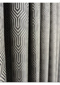 Resim Labirent Desen Antrasit Fon Perde 1/3 Sık Pile Antrasit 