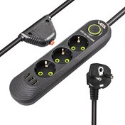 Resim VEA VA-21557 3xUSB 1.5 M 3'lü Siyah Akım Korumalı Priz 