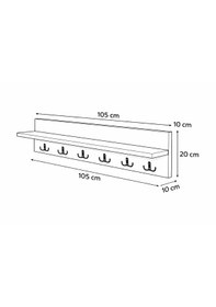 Resim 105 Cm Desenli Oval Kesim Duvara Monte Askılık Beyaz 
