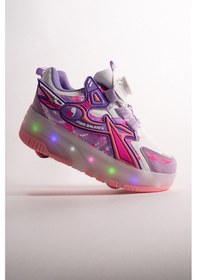Resim Muggo Pato Çocuk Işıklı Patenli Tekerlekli Sneaker Spor Ayakkabı Mor 