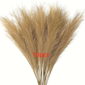 Resim 10 Adet SHARKBEE Yapay Pampas Otu 22in/55cm Uzunluk - Koyu Yeşil & Açık Boz Senteti̇k Boho Tarz İç Mekan / Dış Meke 