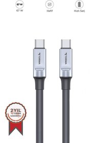 Resim Torima U15 Siyah 3.0A TYPE-C TO TYPE-C Şarj-Data Kablosu 1metre 