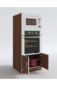 Resim Kenzlife Ankastre Fırın Dolabı Ahsen cvz 144(Y)*60(G)*56(D) Mutfak mikrodalga mat ceviz suntalam 