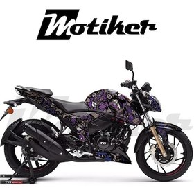 Resim Apache Rtr 200 Kaplama Sticker Etiket Modeli Motif Desen Mor Gri 