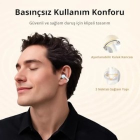 Resim Mabeyn Earfun Clip Open Ear Adaptif Konforlu Kulaklık - Bluetooth 6.0-40 Saat Oynatma Süresi - IP55 - Beyaz (Türkiye Garantili) 