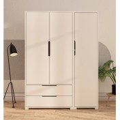 Resim Vertex Mobilya Flora 3 Kapaklı 2 Çekmeceli Gardırop Beyaz Elbise Dolabı 