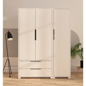 Resim Vertex Mobilya Flora 3 Kapaklı 2 Çekmeceli Gardırop Beyaz Elbise Dolabı 
