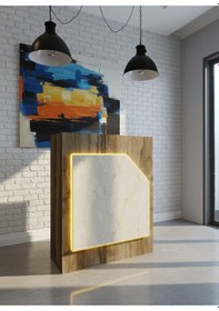 Resim Resital Ledli Karşılama Bankosu G-90 Cm Ofis Kasa Resepsiyon Masası Banko-002-2-8 