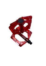 Resim Renkli Platform Pedal Şeffaf Transparan Bilyalı Reflektörlü Bisiklet Pedalı 10x10 Cm Kırmızı 