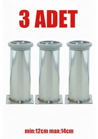 Resim Ludıa Metal Ayarlanabilir 3 Adet Mobilya Ayağı Metal Tablalı 12cm Gri 