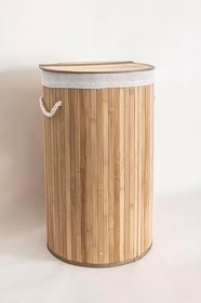 Resim Meander Yuvarlak Bambu Çamaşır Sepeti 35x61 55Lt 5113 