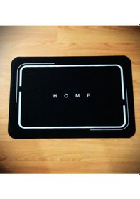 Resim Sihirli Su Emici Banyo Paspası Kaymaz Tabanlı Abdest Paspası Siyah 40x60cm 