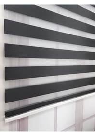 Resim Siyah Bambu Düz Zebra Stor Güneşlik Perde 