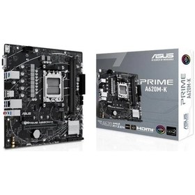 Resim Asus Prıme A620m-k Ddr5 6400mhz 1xvga 1xhdmı 1xm.2 Usb 3.2 Matx Am5 Amd Am5 9000/8000/7000 Serileri 