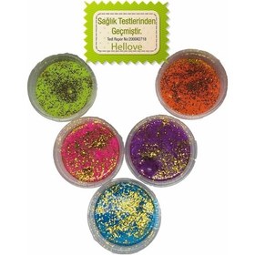 Resim Slime Simli 5 Renk Kaliteli Fosforlu Ele Yapışmayan Pofuduk Yumuşacık Slime 5x170 Gram 