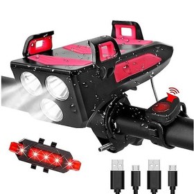 Resim Yunboo Kırmızı Usb 4000mah Bisiklet Farı İle Hoparlör, 3 Led Modu Ve Taşınabilir Şarj Cihazı, Ipx4 Su Geçirmez, Çok Fonksiyonlu Outdoor Aydınlatma 