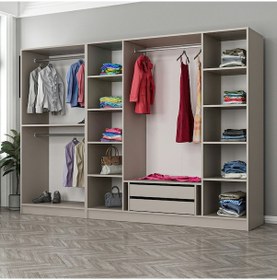 Resim Kale 6 Bölmeli 2 Çekmeceli Giyinme Dolabı Kumtaşı 190cm Kumtaşı 