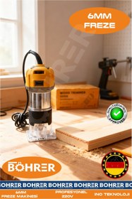 Resim BÖHRER 2600 WATT MİNİ 6MM DEVİR AYARLI FORMİKA TRAŞLAMA ELEKTRİKLİ FREZE MAKİNESİ 