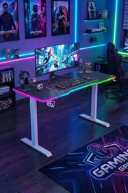Resim Karr Gaming G-Flex Elektrikli Yükseklik Ayarlı RGB Aydınlatmalı Oyuncu Masası - 140x60 - Siyah 