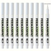 Resim 10 Adet Kalıcı Beyaz Kalem, İnce Uç 1mm, Çabuk Kuruyan Plastik Graffiti Kalemleri, Düz Çizim, Lastik, Defter ve Basamak Boyama İçin, 14 Yaş ve Üzeri İçin İdeal 