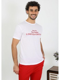 Resim Akbeniz Erkek Kısa Kol Penye Beyaz Pijama Takımı 6846-Beyaz 
