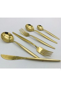 Resim Lizbon 36 Parça Titanyum Gold Çatal Kaşık Bıçak Seti Gold 