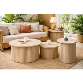 Resim Pena Orta Zigon Sehpa Traverten Gri Traverten Gri 