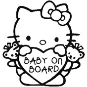 Resim Genel Markalar Hello Kitty Arabada Bebek Var 1 Sticker Araba Oto Arma Duvar Çıkartma 20 Cm 