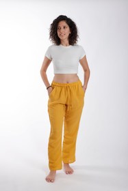 Resim Botex %100 Pamuk Müslin Pijama Pantolon - M / Hardal 
