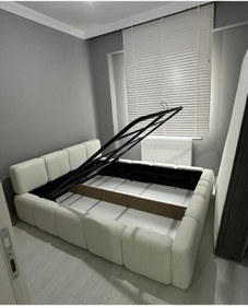 Resim Most Oktagon Bazalı Karyola 180x200 Beyaz Bukle Kumaş İşbir Kuştüyü Sünger 