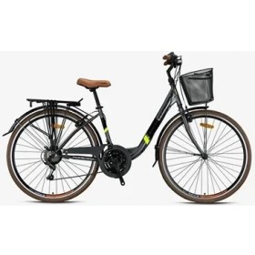 Resim Kron Tetra 3.0 28 V 15 Şehir Bisikleti Mat Füme-Siyah-Neon Sarı 